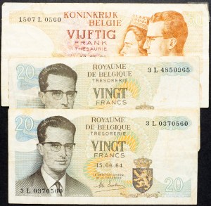 Belgium, 20, 50 Francs 1964, 1966