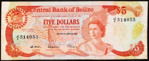 Belize, 5 dolárov 1987