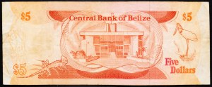 Belize, 5 dollars 1987