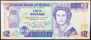 Belize, 2 dollars 1990