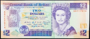 Belize, 2 dolarů 1990