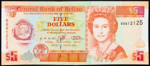 Belize, 5 dollari 1996