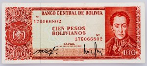 Bolivie, 100 Bolivianos 1962