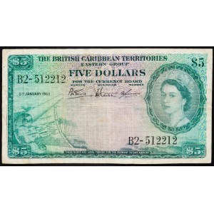 British West Indies, 5 Dollars 1953