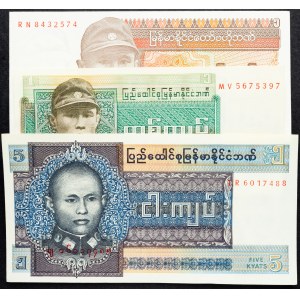Burma, 1, 5 Kyats 1972, 1990, 1973