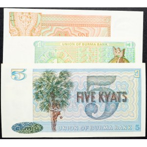 Burma, 1, 5 Kyats 1972, 1990, 1973