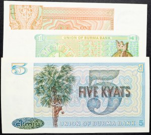 Barma, 1, 5 kyatů 1972, 1990, 1973