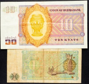 Birmanie, 1, 10 Kyats 1972-1973