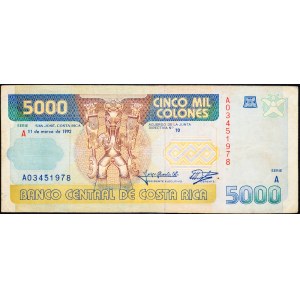 Costa Rica, 5000 Colones 1992