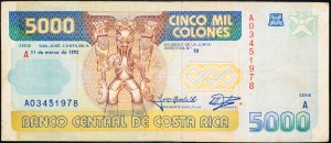 Kostaryka, 5000 koron 1992