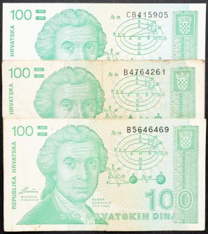 Chorvatsko, 100 Dinara 1991