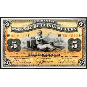 Cuba, 5 Pesos 1896