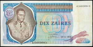 Democratic Republic of the Congo, 10 Zaires 1976