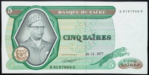 Democratic Republic of the Congo, 5 Zaires 1977