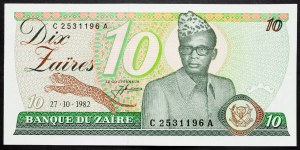 Democratic Republic of the Congo, 10 Zaires 1982