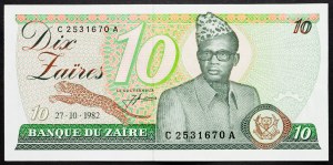 Democratic Republic of the Congo, 10 Zaires 1982