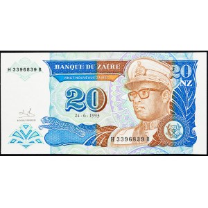 Democratic Republic of the Congo, 20 Nouveaux Zaires 1993
