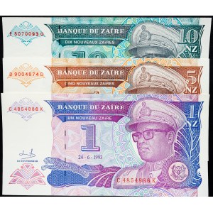 Democratic Republic of the Congo, 1, 5, 10 Nouveaux Zaire 1993