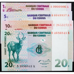 Democratic Republic of the Congo, 1, 5, 10, 20 Centimes 1997