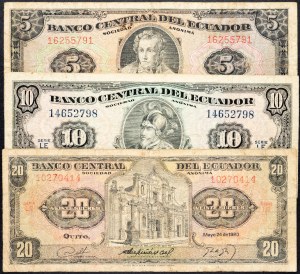 Ecuador, 5, 10, 20 Sucres 1980, 1978, 1980