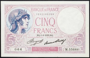 France, 5 Francs 1933