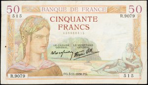 Francie, 50 franků 1938