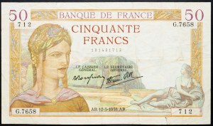 Frankreich, 50 Francs 1938