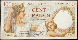 Francie, 100 franků 1939
