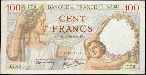 Francie, 100 franků 1939