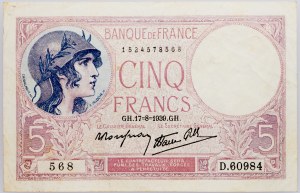 Francie, 5 franků 1939