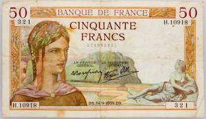 Francie, 50 franků 1939