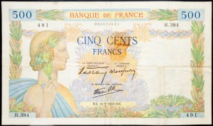 Frankreich, 500 Francs 1940
