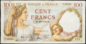 Francie, 100 franků 1942