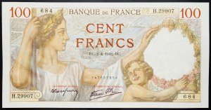 Francie, 100 franků 1942