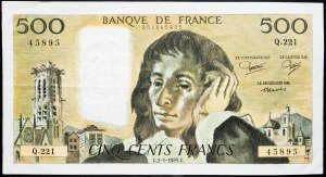 Francja, 500 franków 1985