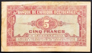 Afrique occidentale française, 5 Francs 1942