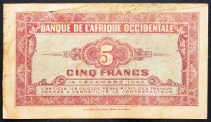 Francúzska západná Afrika, 5 frankov 1942