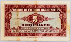 Francúzska západná Afrika, 5 frankov 1942