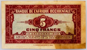 French West Africa, 5 Francs 1942