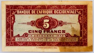 Afrique occidentale française, 5 Francs 1942