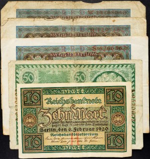 Germany, 100 Mark, 50 Mark, 10 Mark 1920