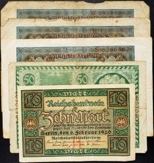 Allemagne, 100 Mark, 50 Mark, 10 Mark 1920