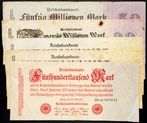 Germania, 50000000 Makr, 20000000 Mark, 1000000 Mark, 500000 Mark 1923