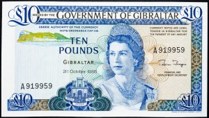 Gibraltar, 10 Pounds 1986