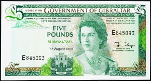 Gibraltar, 5 funtów 1988