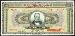 Řecko, 1000 drachmai 1926