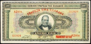 Řecko, 1000 drachmai 1926