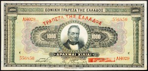 Řecko, 1000 drachmai 1926