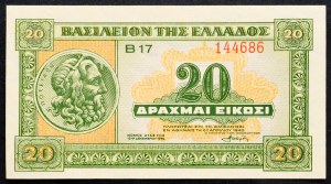 Grecia, 20 dracme 1940