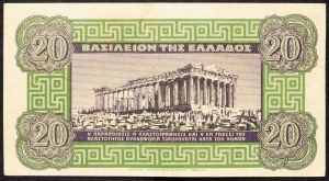 Grèce, 20 Drachmai 1940